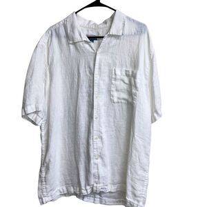 473. Breakwater 100% linen beachy button down short sleeve top
